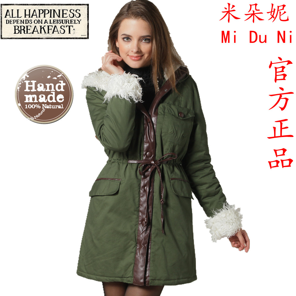 E023 winter thermal thickening wadded jacket cashmere overcoat outerwear trench female cotton-padded jacket emancipator