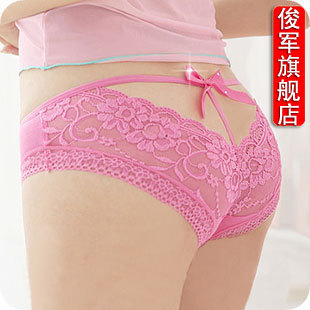 E078 sexy panties female 100% cotton panties lace Transparent gauze briefs panty