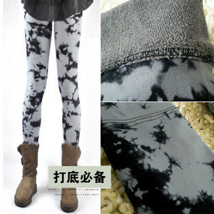 E8097 autumn and winter warm pants splash-ink doodle bamboo legging thickening women's warm pants