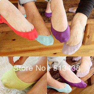E9126 2013 candy color 100%  cotton sock slippers slip-resistant invisible socks female summer fave