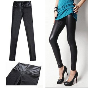 E9411 2012 spring fashion high waist matte faux leather legging tight pants safety pants female