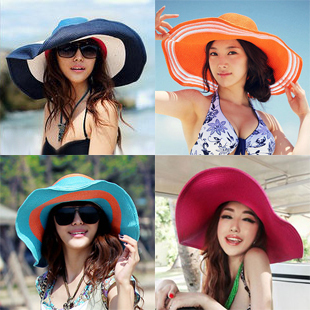 E9439 sun-shading hat beach cap large brim hat big strawhat large along the strawhat sun hat beach hat