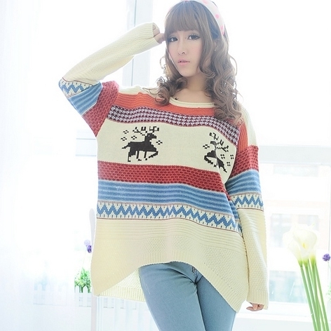EAST KNITTIING DE-098 Women's sweater the deer Batwing coat Chrismas , ladies sweater Free shipping