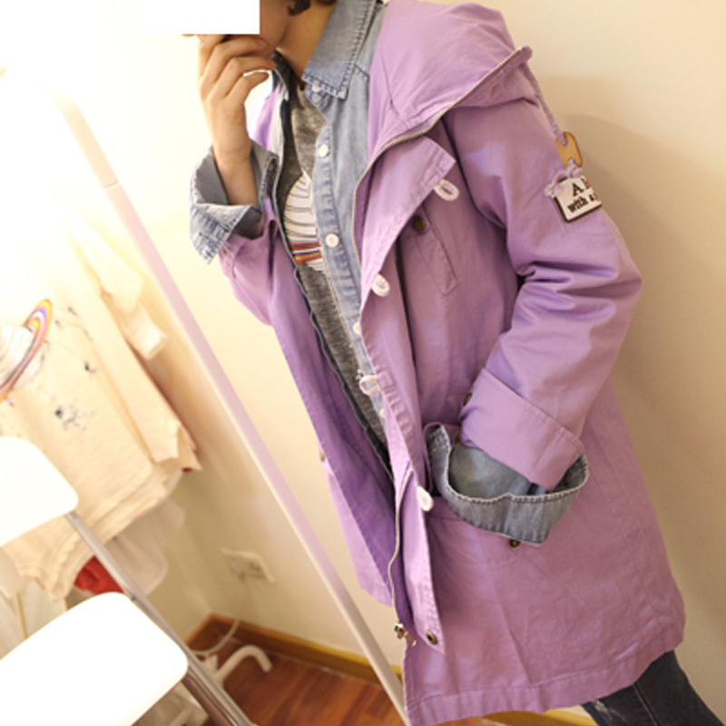 East Knitting 2013 autumn women's badge letter loose trench outerwear clothes trench Free Shipping