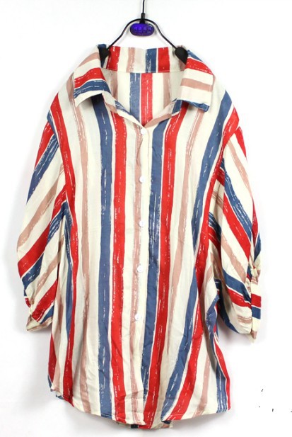 EAST KNITTING AA-119 2013 new women spring summer women shirts fashion ladies blouse print blouses Striped Tops plus Size HOT!!