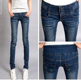 East Knitting AS-004 Wholesale women High Waist Skinny Straight Jeans Pants Trousers unique design Slim Denim free shipping
