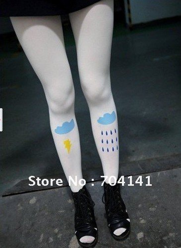 East Knitting BEST SALE CQ-019 Fashion Women Sky Rain Tattoo Hosiery/Tights Free Shipping Wholesale 5 pc/lot