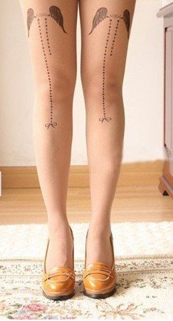 East Knitting BEST SALE CQ-028 Fashion Women Angel Wings Tattoo pantynose/Tights hosiery Free Shipping Wholesale 6pc/lot