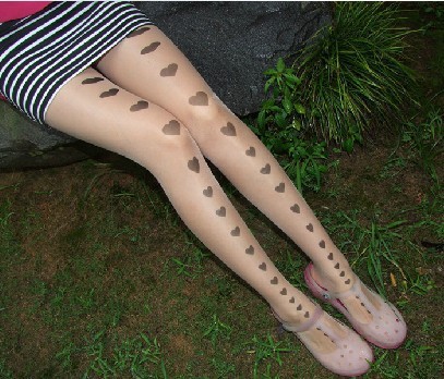 East Knitting BEST SALE CQ-033 Fashion Women loving heart Tattoo Tights/pantynose leggings Free Shipping Wholesale 6pc/lot