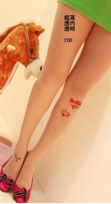 East Knitting BEST SALE CQ-052 Fashion Love Pig Tattoo/printed Tights Pantyhoses Free Shipping Wholesale 6pc/lot