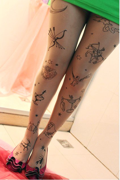 East Knitting CQ-002 2013 Women Fashions Galaxy Star constellation Tattoo Tights 20D Free Shipping Wholesale 6pc/lot