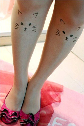 East Knitting CQ-005 Fashion Lovely Cat Print/tattooing 20D Leggings Tights Free Shipping Wholesale 6pc/lot