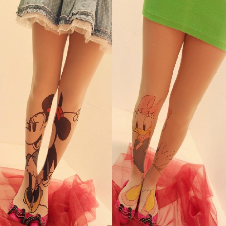 East Knitting CQ-012 2013 Fashions New Cartoon Mickey Mouse/Donald Duck Tattoo Tights 20D Free Shipping