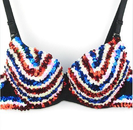East Knitting FREE SHIPPING BR-007 Lady Party Disco Colorful Rorating sequin Shiny Bra Punk Dance Bra Best Quality