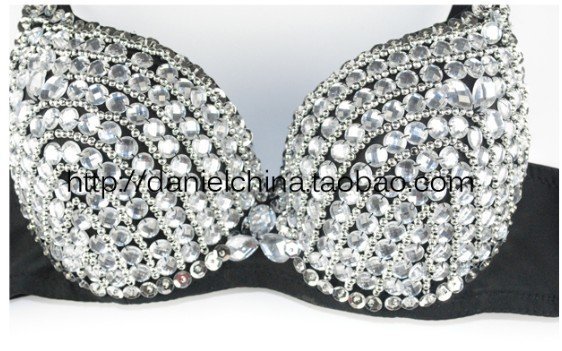 East Knitting FREE SHIPPING BR-012 Women Party Disco All-over Diamond Shiny Design Sexy Bra Metallic Punk Dance Bra Best Quality