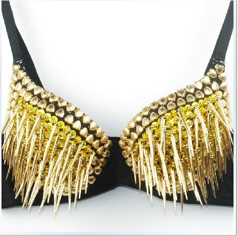 East Knitting FREE SHIPPING BR-024 Hand Make Women Spike Bra Metallic Punk Disco Dance Bra Best Quality