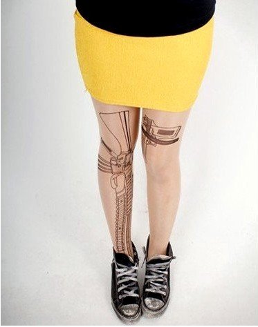 East Knitting FREE SHIPPING CQ-008 Fashion 2012 New Style Women/Lady Gun Tattoo Printing Leggings Tights Hot Slaew