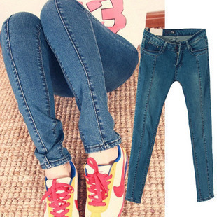 East Knitting Free Shipping JE-007 Women stripe skinny Jeans Bootcut pencil Pants Trousers Denim Best Quality Fast Delivery