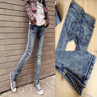 East Knitting Free Shipping JE-012 Women low Waist zipper Jeans pencil Pants Trousers Denim Best Quality Fast Delivery