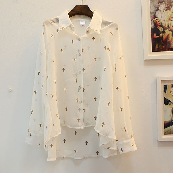 EAST KNITTING Free Shipping OC-004 Women Punk Black Sexy chiffon Yarn halter Cross Blouse Shirt
