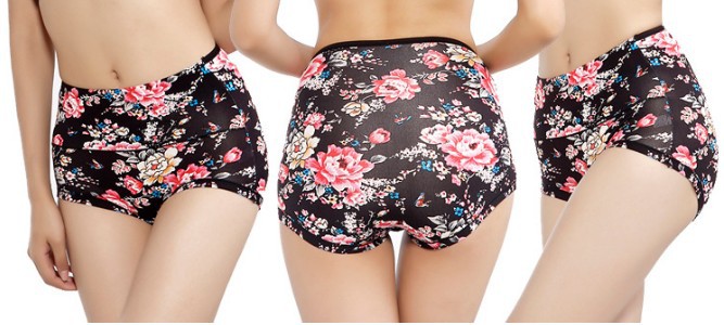 East Knitting FREE SHIPPING Wholesale 10pc/lot N-2045 Sexy Slim Waist Pull Up Hip High Waist Floral Print Sexy Briefs Cotton