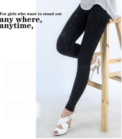 East Knitting FREE SHIPPING+Wholesale 5pc/lot 2012 Celebrity New Style Skinny Diamond Wrinkle Strech Pencil Jeggings Hot Sale