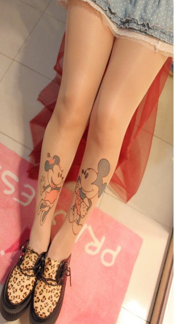 East Knitting FREE SHIPPING Wholesale 6pc/lot EK-0015 Women Cartoon Mickey Mouse Print Tights Hot