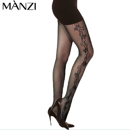 East Knitting FREE SHIPPING+Wholesale 6pc/lot MZ-6103 Fashion Women Top-quality Side Floral Jacquard Tights