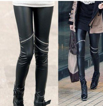 East Knitting FREE SHIPPING+Wholesale 9-358 2012 Fashions Celebrity Style Neon Metallic Electric Zippers Leather Leggings/Tights