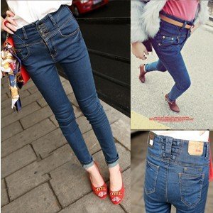 East Knitting LJ-093 Wholesale lady/women High Waist Skinny Jeans Pants Trousers Stretch bandage design Slim Denim free shipping
