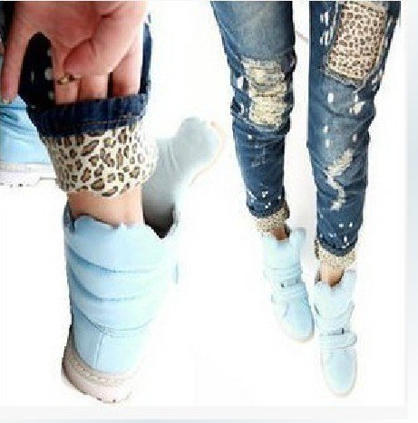 East Knitting  LJ-098 Wholesale Funny Detailed Women Leopard Cutout Broken Ripped Amazing Jeans Jeggings Free Shipping