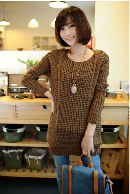 East Knitting Loose Casual Women's Batwing Jumper Solid Long Sleeve Sweater Tops Coat Free Shipping Wholeslae Price