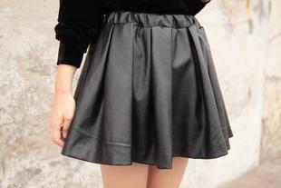 East Knitting Metal quality fashion high waist short skirt bust skirt leather skirt leather short skirt w222 Free shipping