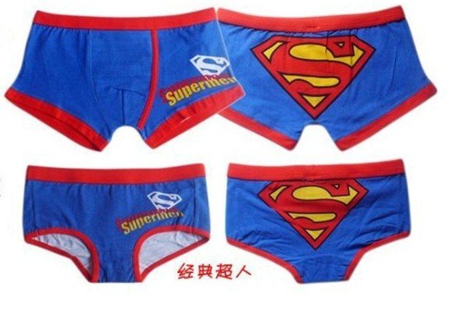 East Knitting NY-002 10pc/lot 2012 New lovers couples underwear cartoon Superman boxer Briefs swimsuit FREE SHIPPING Wholesale