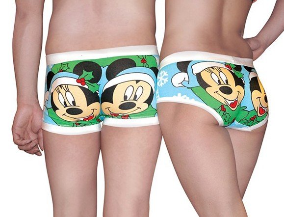 East Knitting NY-007  2013 New lovers couples underwear cartoon mickey Briefs Swimsuit FREE SHIPPING Wholesale 10pc/lot