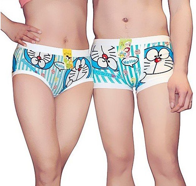 East Knitting NY-012 10pc/lot 2012 New lovers couples underwear cartoon Doraemon lovely Briefs swimsuit FREE SHIPPING Wholesale