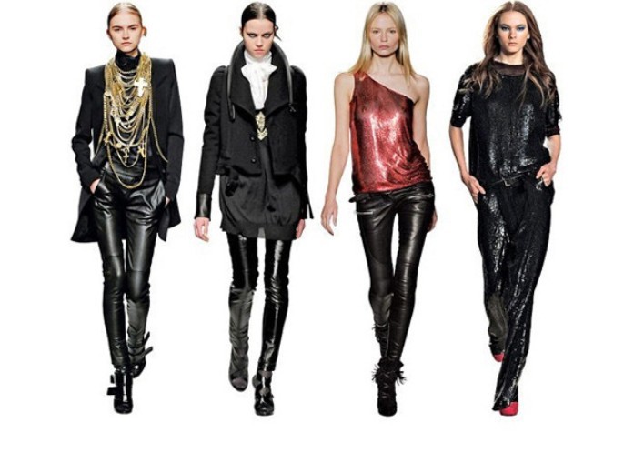 East Knitting Shiny Metallic High Waist Black Stretchy Leather Leggings/Tights/Pants