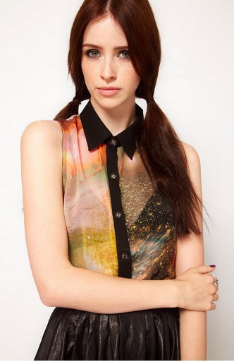 EAST KNITTING SP-010 Fashion blouses for women 2013 Summer tops chiffon shirt transparent SEXY Space Print t shirt Galaxy Blouse