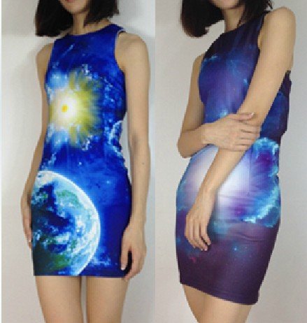 EAST KNITTING SP-014 Lady Multicolor Galaxy Cloud Universe Printed Dresses/Skirt Free Shipping Can Drop Shipping