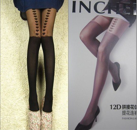 East Knitting TBW003 2013 Fashion New Celebrity Style Fake heart Suspender Tights