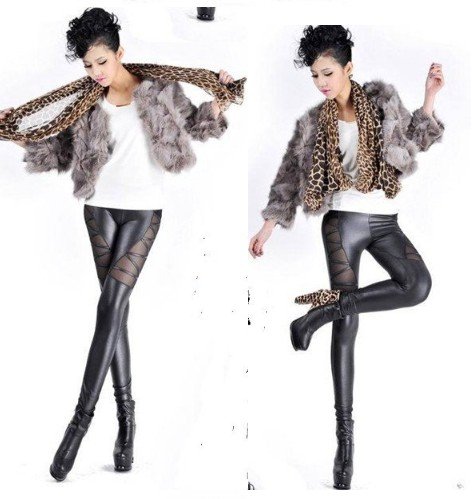 East Knitting WR-038 Metallic Leggings Women Punk Leggings For Women Leather Pants PLus Size Free Shipping
