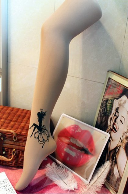 eastwe Knitting BEST SALE CQ-031 Fashion Women sexy Angels Tattoo Tights/pantynose leggings Free Shipping Wholesale 6pc/lot