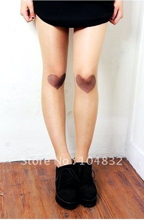 eastwe Knitting CQ-013 Fashion Women Heart Tattoo Tights Hot Sale Wholesale 6pc/lot Free Shipping