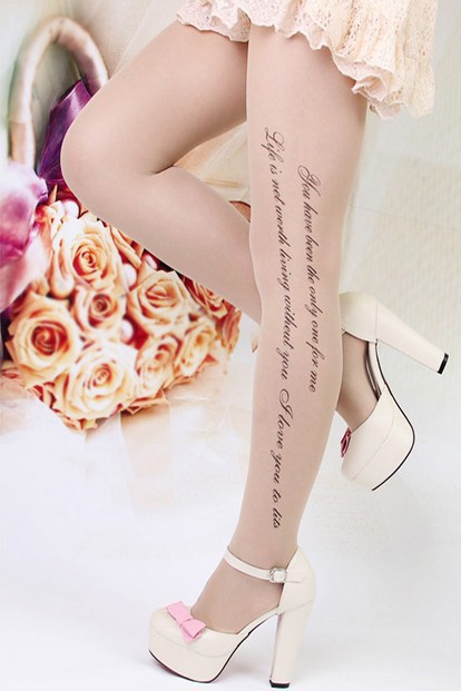 eastwe KNITTING DX-003 2013 Fashion New Style Word Tattoo Tights FREE SHIPPING