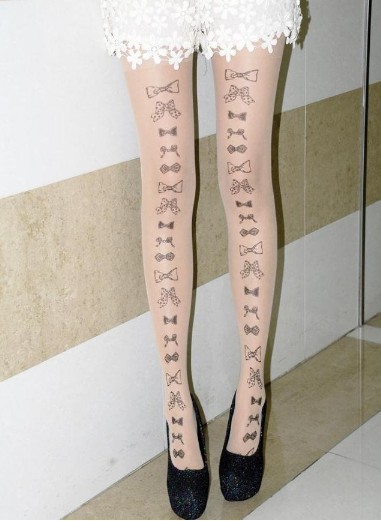 eastwe KNITTING DX-004 Bowknot Tattoo Tights 2013 New fashion Free Shipping