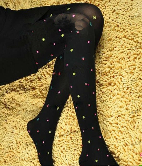 Eat Pray Love  Free Shipping, 2012 New Arrival Lovely Fruits Pattern Stockings, Tight Black Panty Hose, PH062