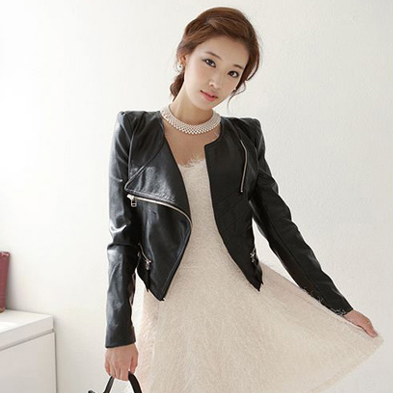 Economic 2013 spring women's small leather clothing female short design slim leather jacket coat PU 181