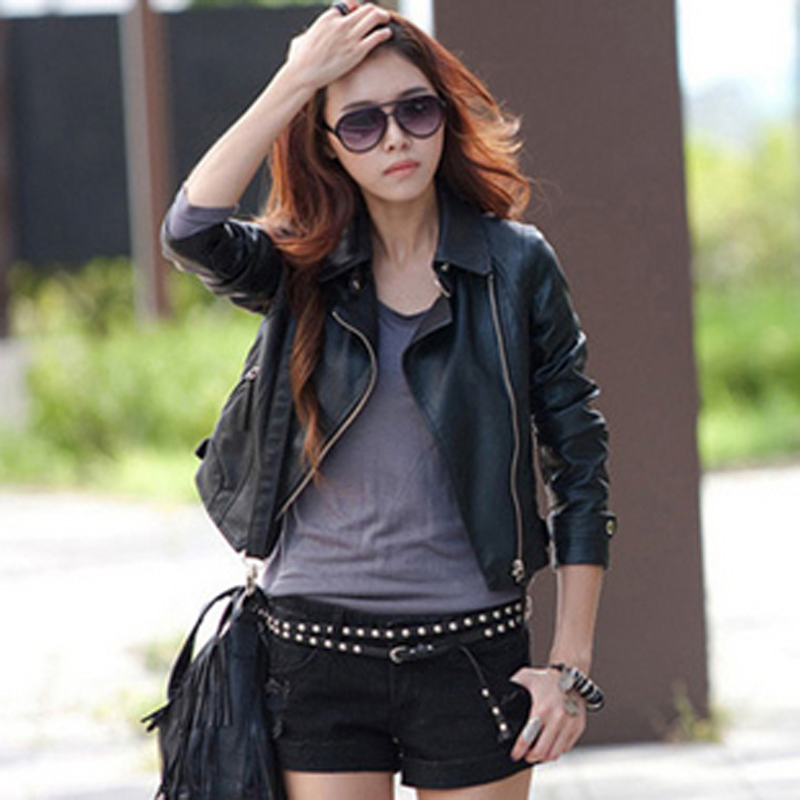 Economic 212 autumn outerwear PU short design female leather clothing slim motorcycle small leather clothing jacket