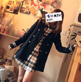 Ee . g clothing spring and autumn vintage preppy style double breasted student clothing trench outerwear fashion women's autumn