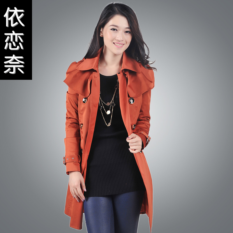 ELAND 2012 autumn exquisite fashion women's medium-long fashion slim cape trench